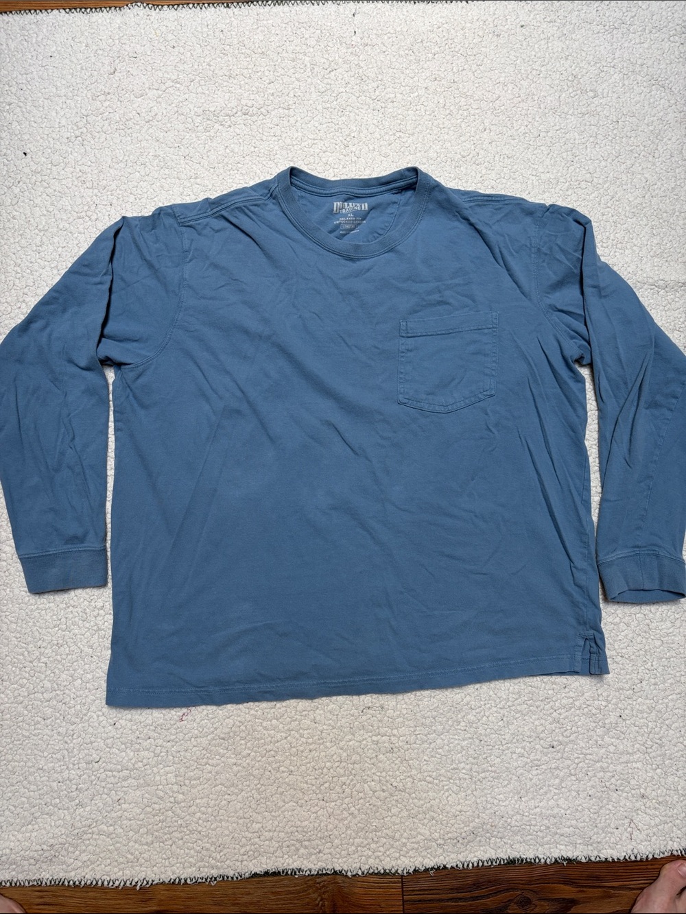 Duluth Trading Co. Men's Long-Sleeve Pocket Tee in Dusty Blue